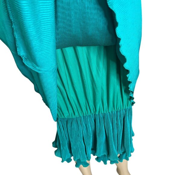 Vintage‎ Designer Turquoise Floral Flapper Cocktail Dress Made in France Costume - Picture 5 of 10